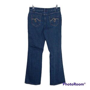 Smith's Jeans Women's 12 Dungarees Denim Blue Flare Boot Cut Mid Rise Slim Tummy